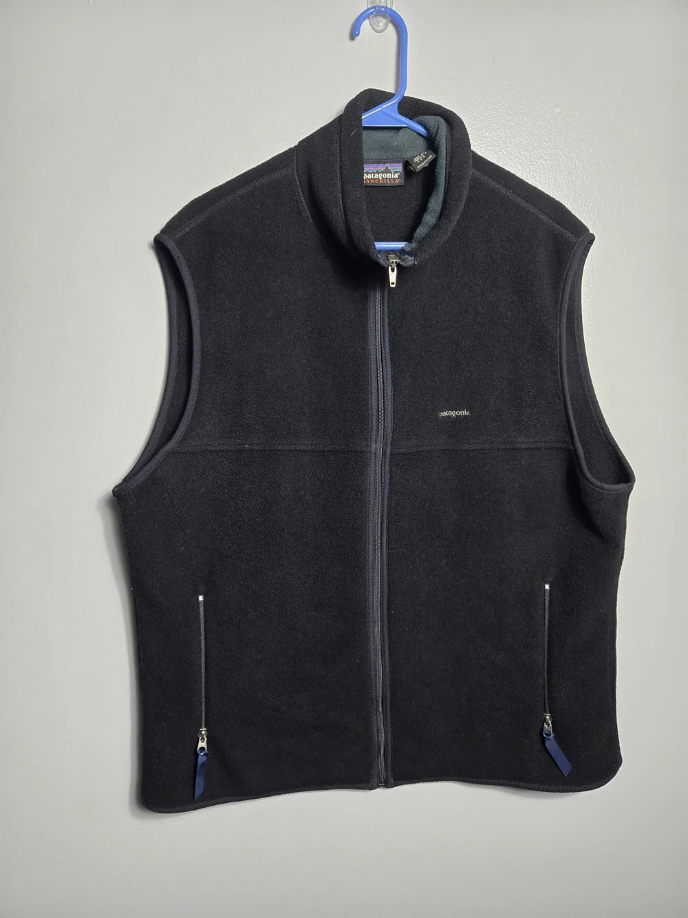 Patagonia Vintage Made in USA Black Synchilla Full Zip Fleece Vest Mens XL